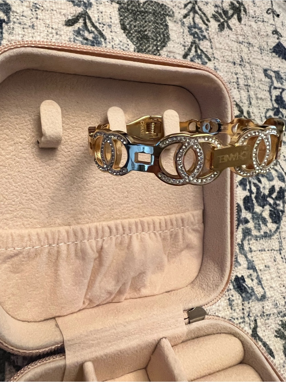 Gold Tone CC Logo Crystal Bracelet - Picture 4 of 4
